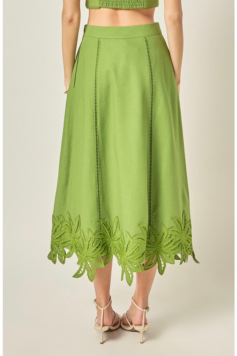 Palm Tree Embroidered Midi Skirt, Alternate, color, GREEN