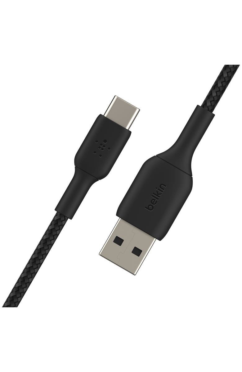 Belkin Braided 6.6-Foot USB-C to USB-A Cable, Main, color, Black