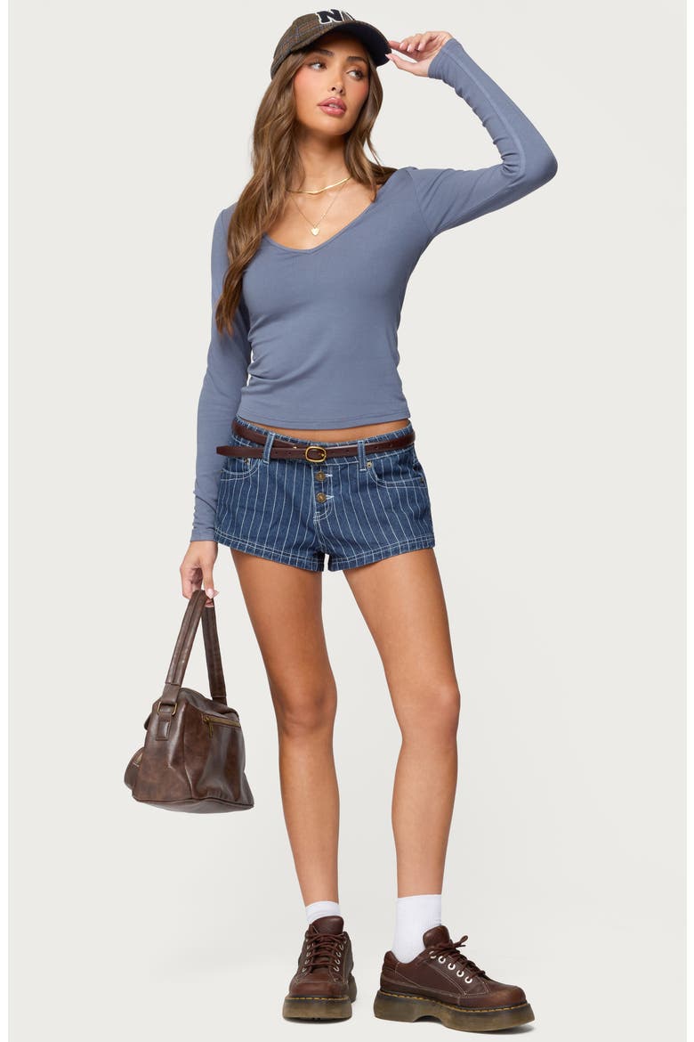Moreen Long Sleeve V-Neck T-Shirt, Alternate, color, BLUE
