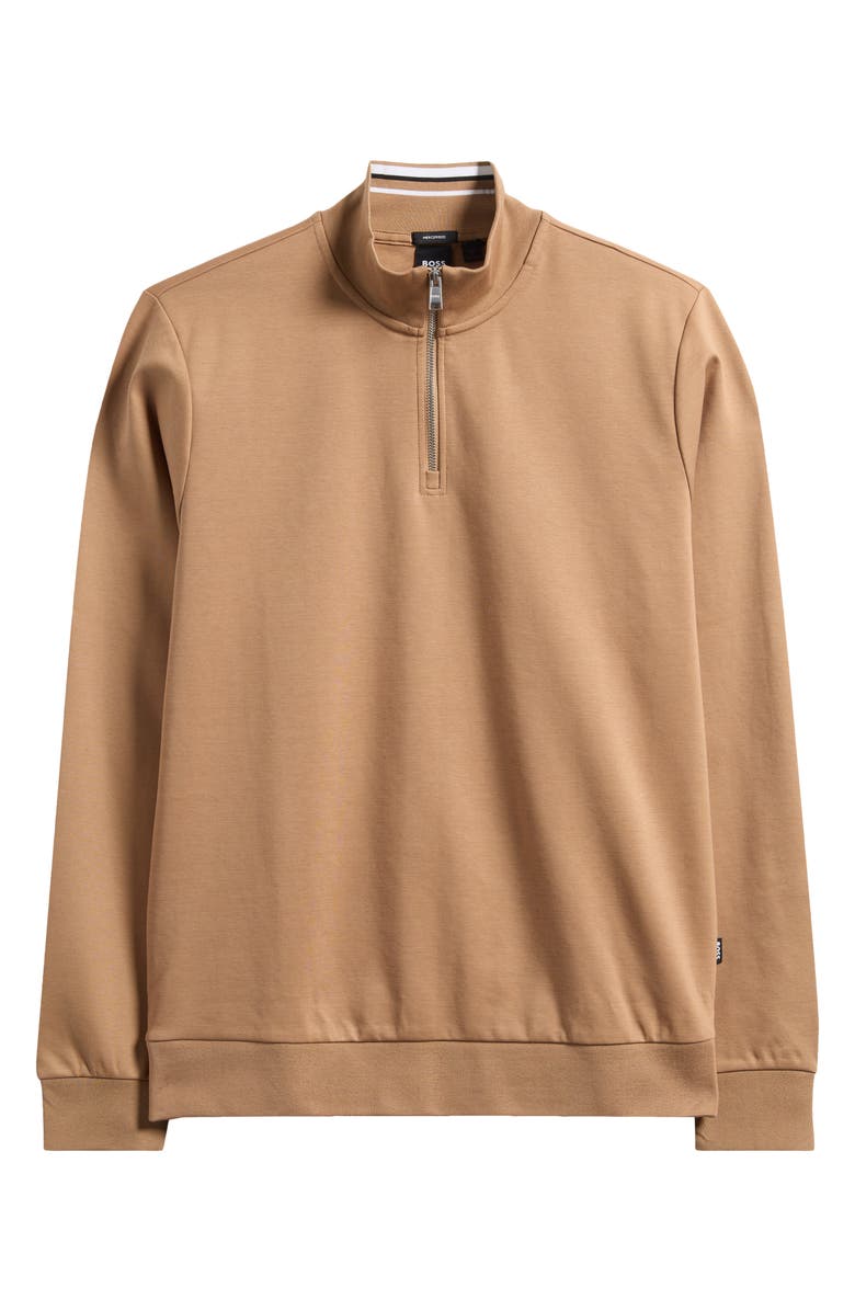 BOSS Stimmann Half Zip Top, Alternate, color, Medium Beige