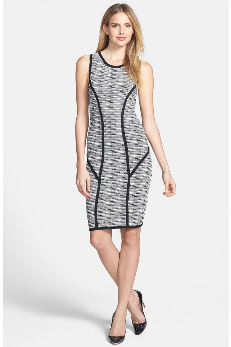 by Andrew Marc Jacquard Sheath Dress, Alternate, color, BLACK/ WHITE