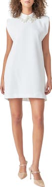 Endless Rose Imitation Pearl Fringe Mini Shirtdress