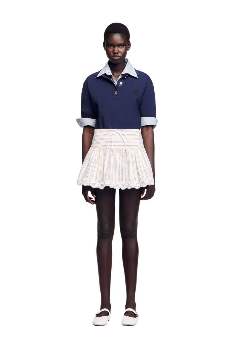 Striped skort, Alternate, color, Ecru / jean