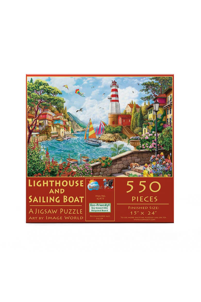Lighthouse and Sailing Boat 550 piece Jigsaw Puzzle for Adults, Alternate, color, Multicolor
