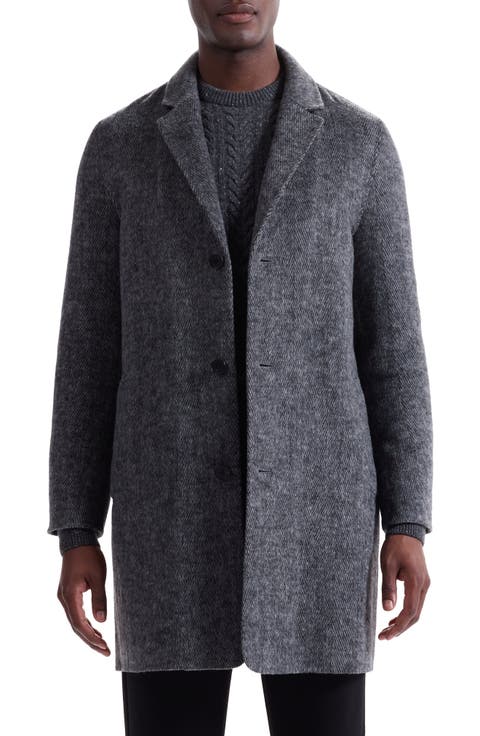 Herringbone Wool Blend Car Coat