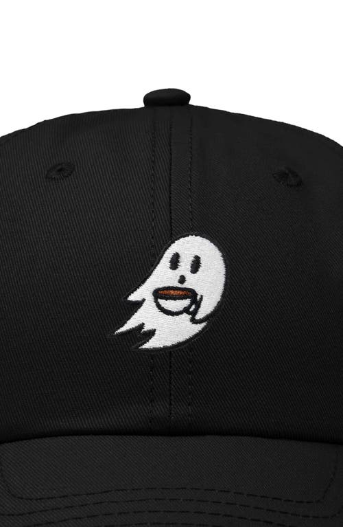 Dalix Coffee Ghost Embroidered Hat In Black