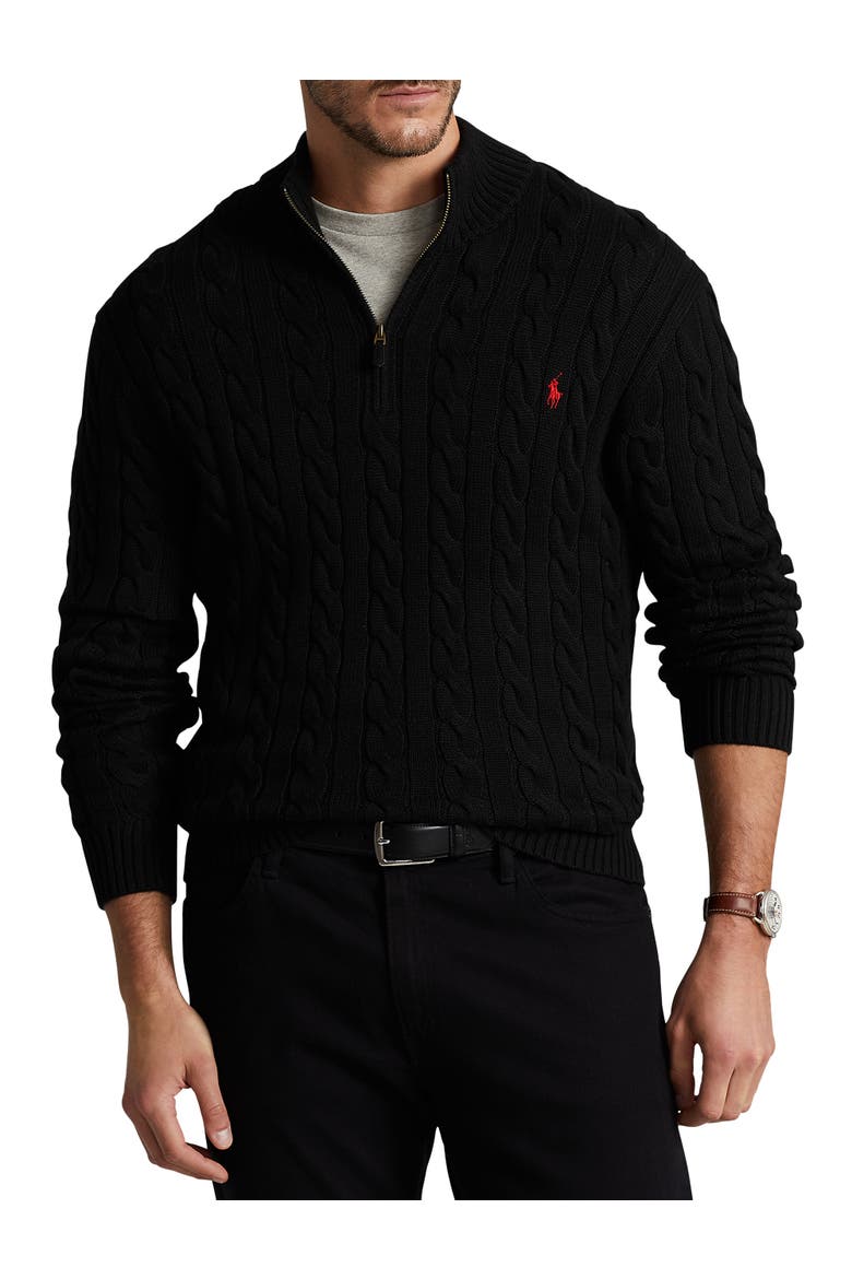 Polo Ralph Lauren Big & Tall Cable Knit Cotton 1/4-Zip Sweater