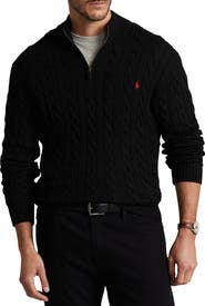 Polo Ralph Lauren Big & Tall Polo Ralph Lauren Cable Knit Cotton 1/4-Zip Sweater