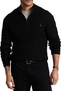 Polo Ralph Lauren Big & Tall Polo Ralph Lauren Cable Knit Cotton 1/4-Zip Sweater
