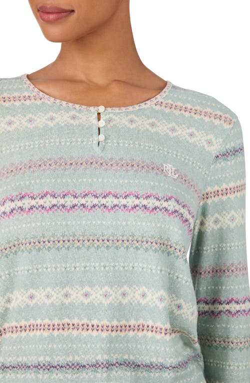 Ralph Lauren Lauren  Henley Cotton Blend Pajamas In Green