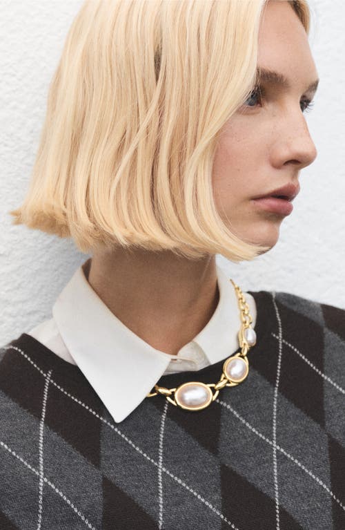 Mango Faux Pearl Necklace In Gold
