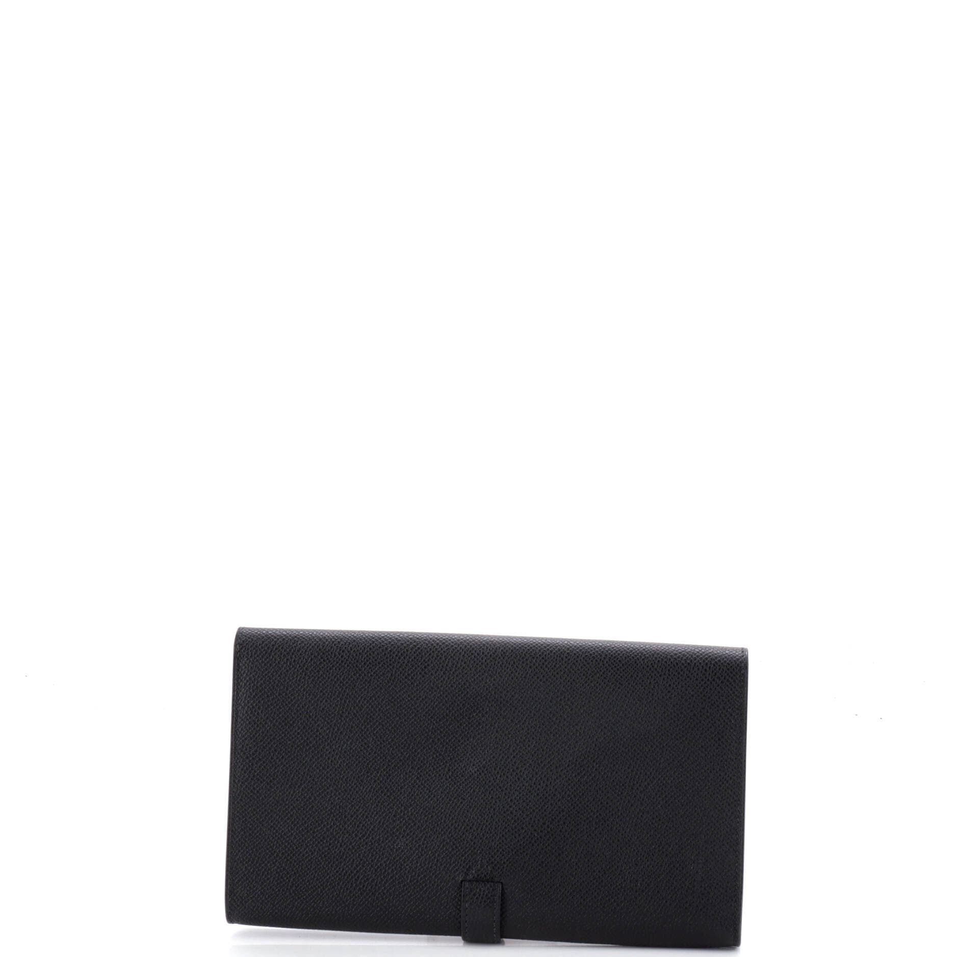 Pre-Owned Hermes New H Passant Wallet Leather Long, Alternate, color, Noir