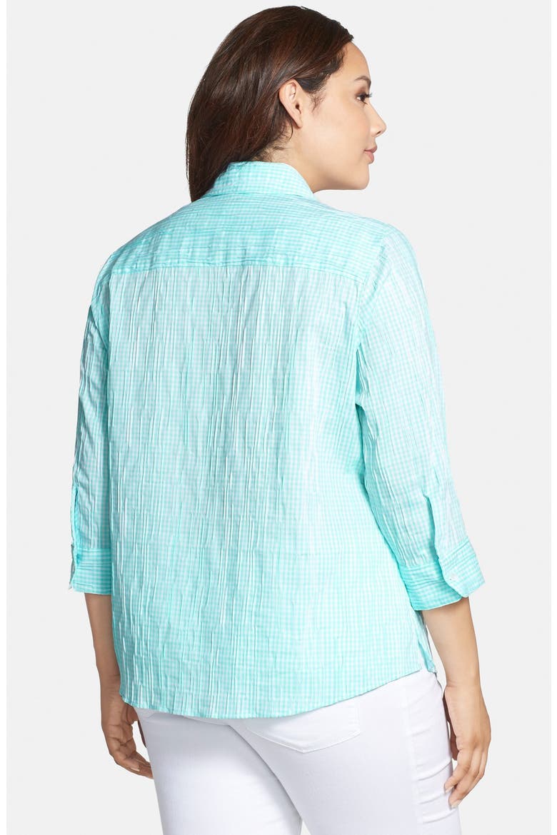 Crinkled Gingham Shirt, Alternate, color, SEA BREEZE