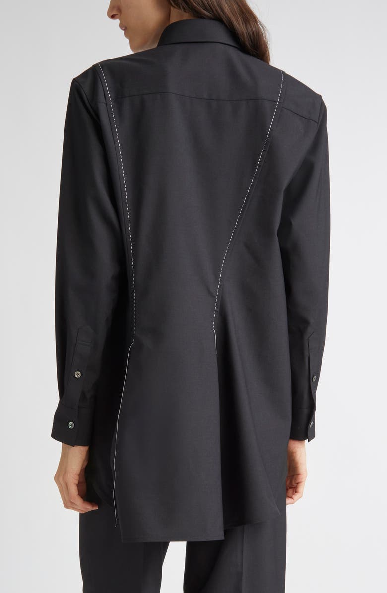 Sacai Suiting Fabric Button-Up Shirt, Alternate, color, Black