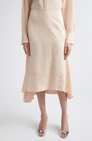 Victoria Beckham Floral Jacquard Asymmetric Satin Midi Skirt