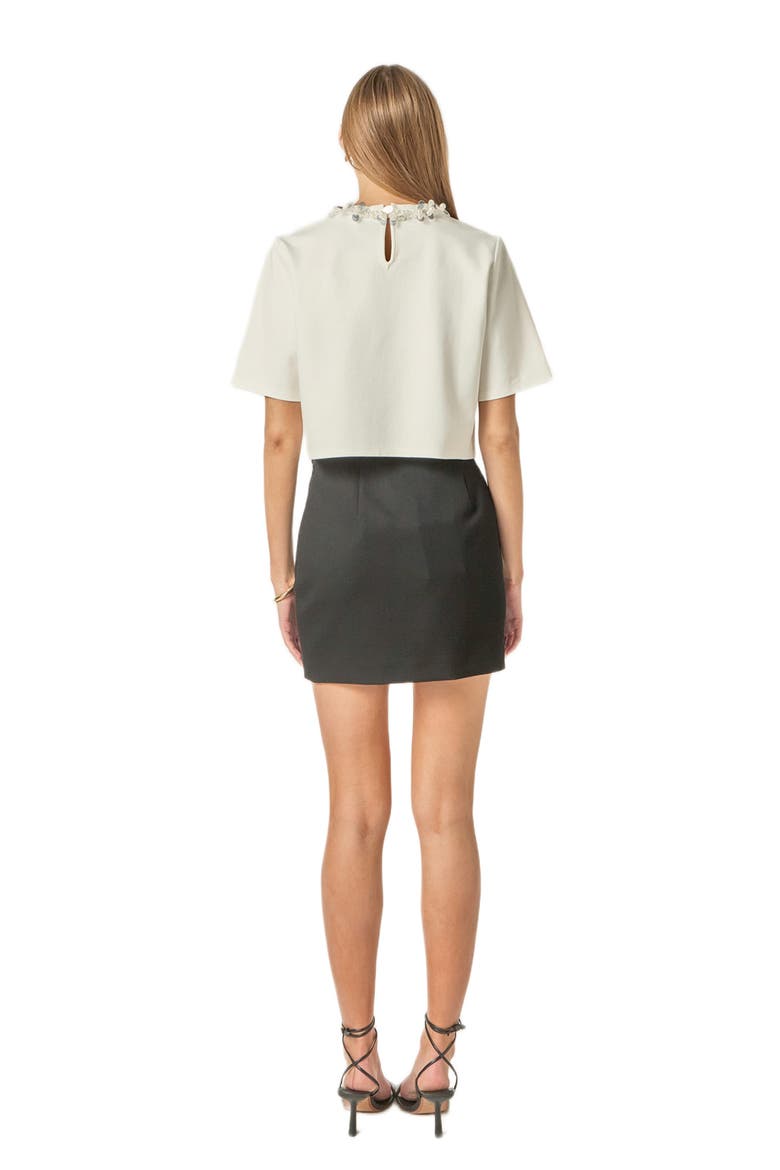 Beaded Pearl Detail Crop Top, Alternate, color, WHITE
