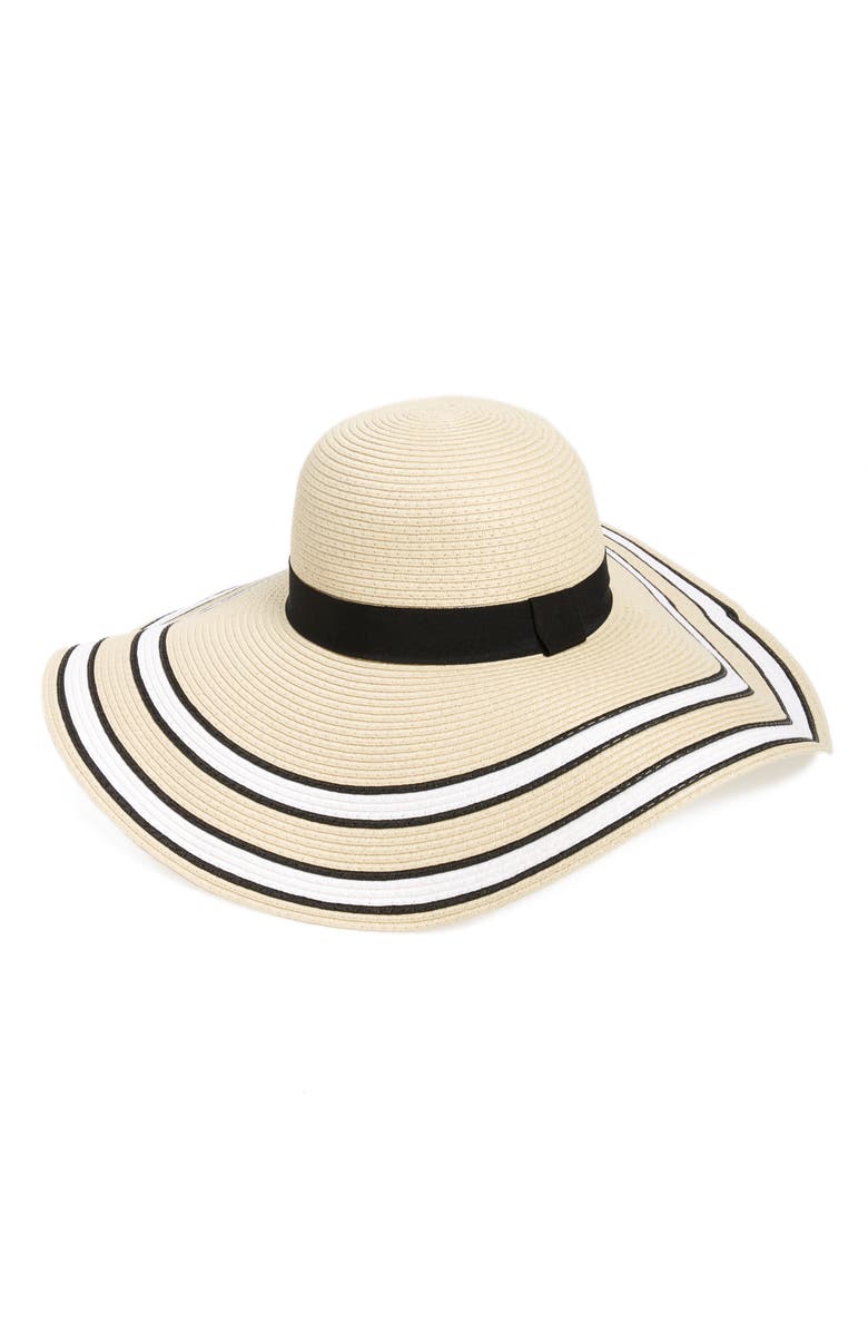 BP. Stripe Floppy Brim Straw Hat, Main, color,