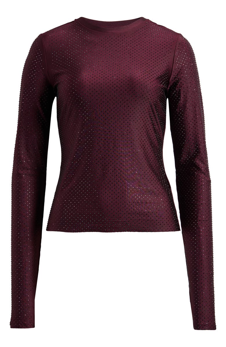 AFRM Kaylee Stud Accent Long Sleeve Mesh Top, Alternate, color, Vineyard