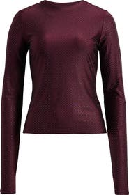 AFRM Kaylee Stud Accent Long Sleeve Mesh Top