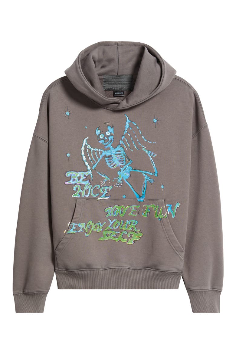 Enjoy Yourself Fleece Hoodie, Alternate, color, GREY