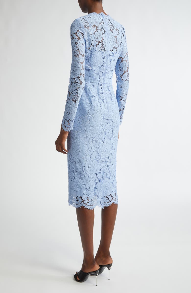 Dolce&Gabbana Long Sleeve Cordonetto Lace Sheath Dress, Alternate, color, F3981 Glicine Viola Chiari