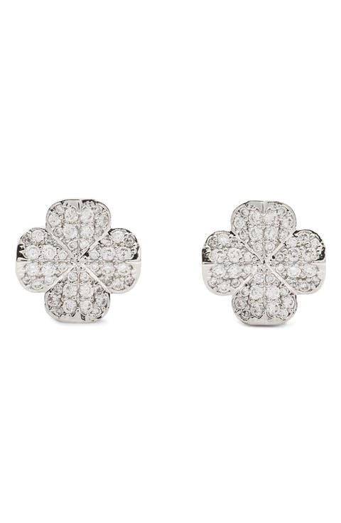 pavé flower stud earrings