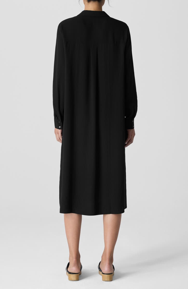 Eileen Fisher Notch Collar Long Sleeve Silk Shirtdress, Alternate, color, 