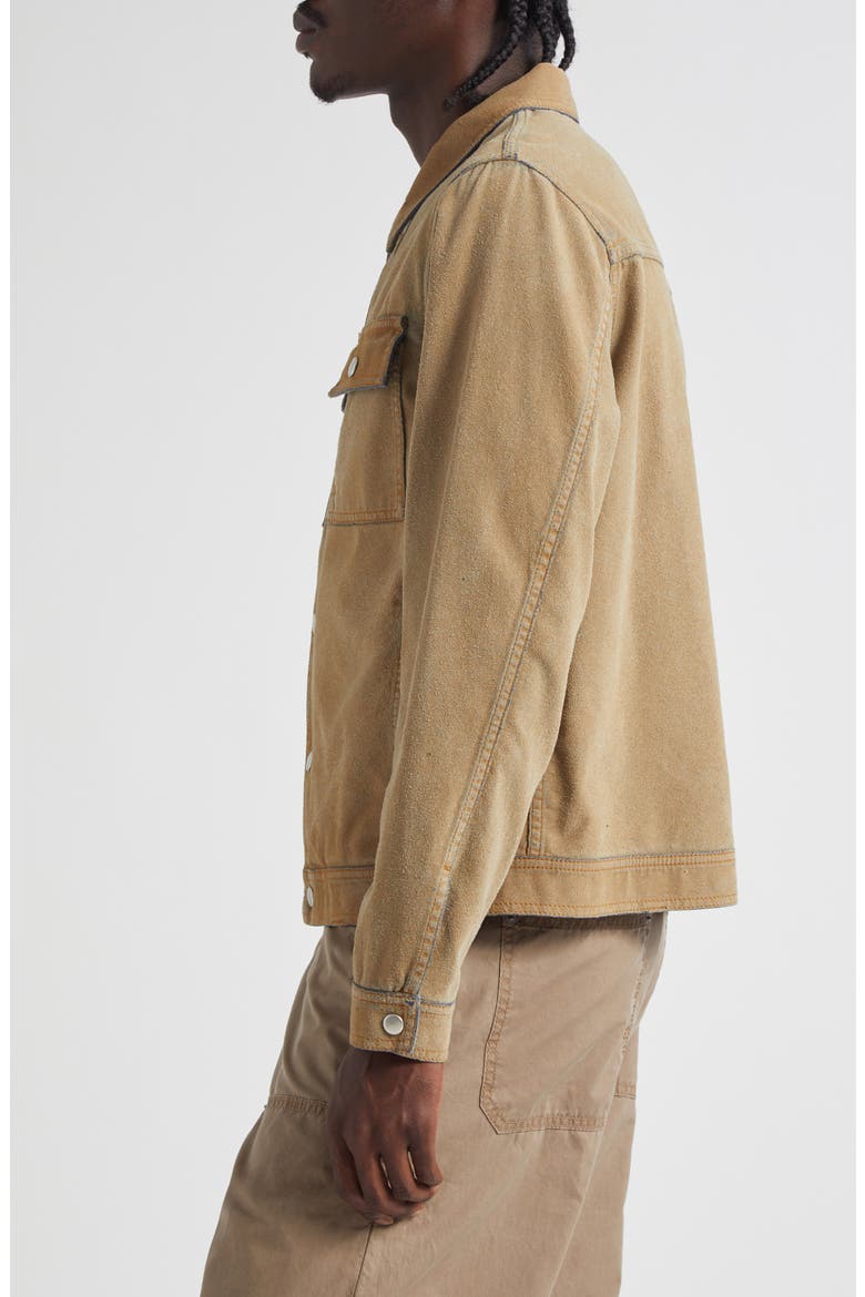 Faux Suede Bonded Denim Jacket, Alternate, color, SAND