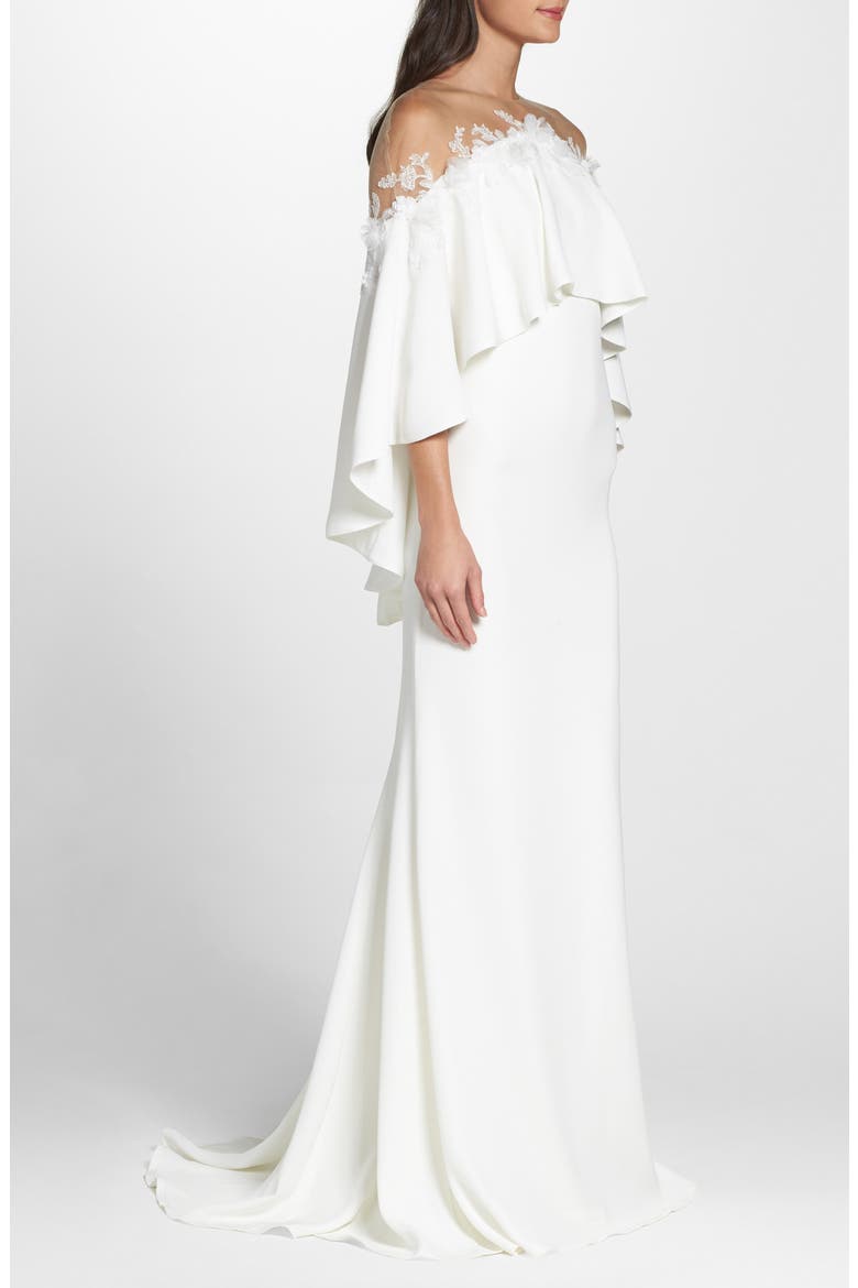 Off the Shoulder Popover Gown, Alternate, color, IVORY