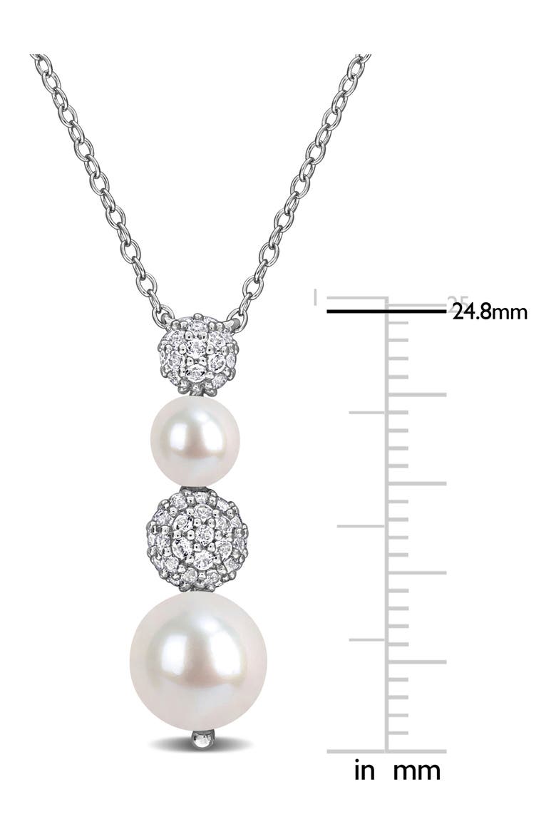 8.8.5mm Cultured Freshwater Pearl & White Topaz Drop Necklace - 0.59ct., Alternate, color, WHITE