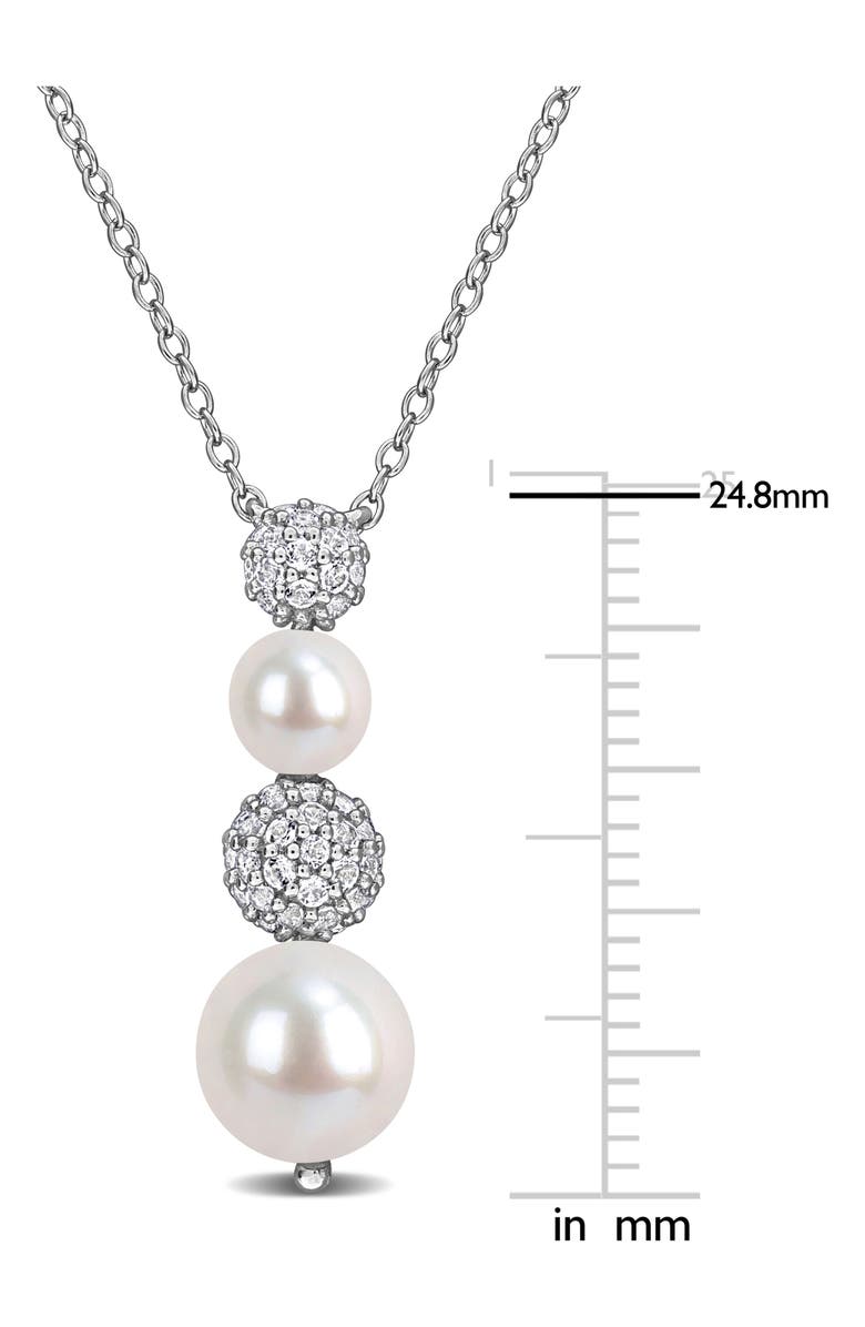 DELMAR 8.8.5mm Cultured Freshwater Pearl & White Topaz Drop Necklace - 0.59ct., Alternate, color,