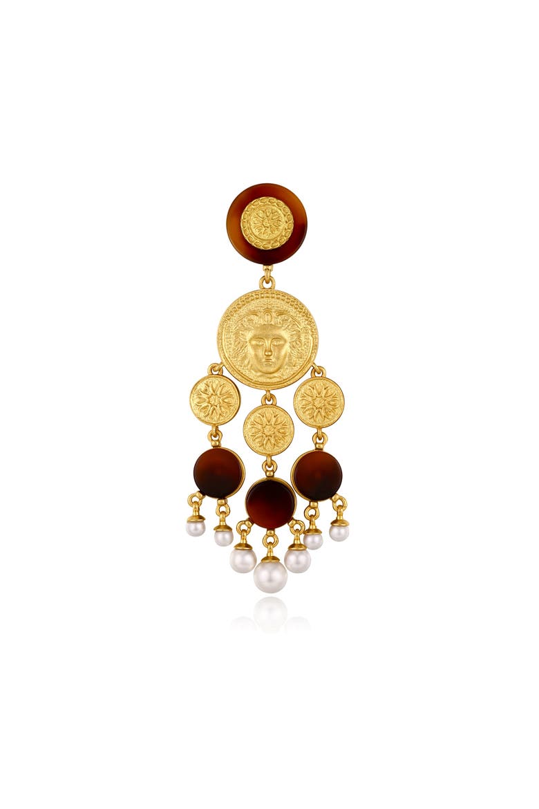 Retro Coin Tassel Earrings, Alternate, color, Gold & Red