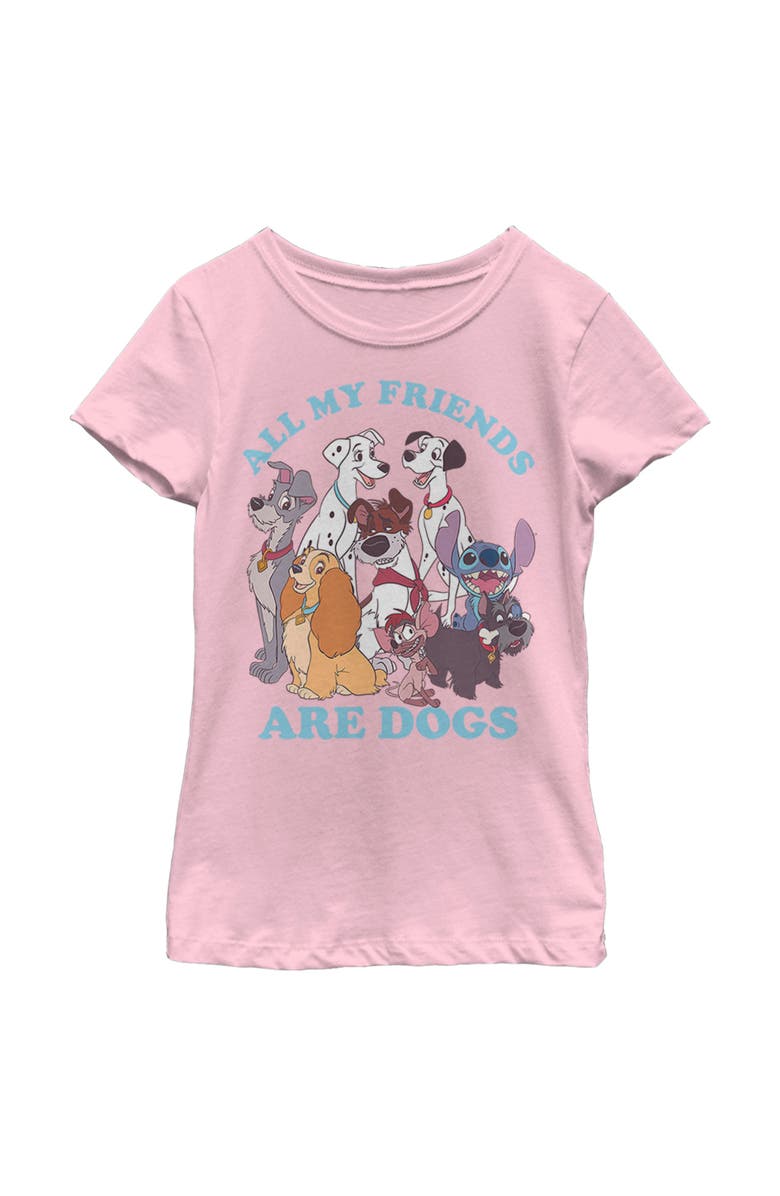 Disney Girl's Disney All My Friends Are Dogs Graphic T-Shirt, Main, color, Light Pink