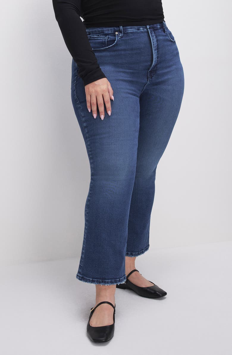 Good American Good Leg Crop Mini Bootcut Jeans, Alternate, color, Indigo625