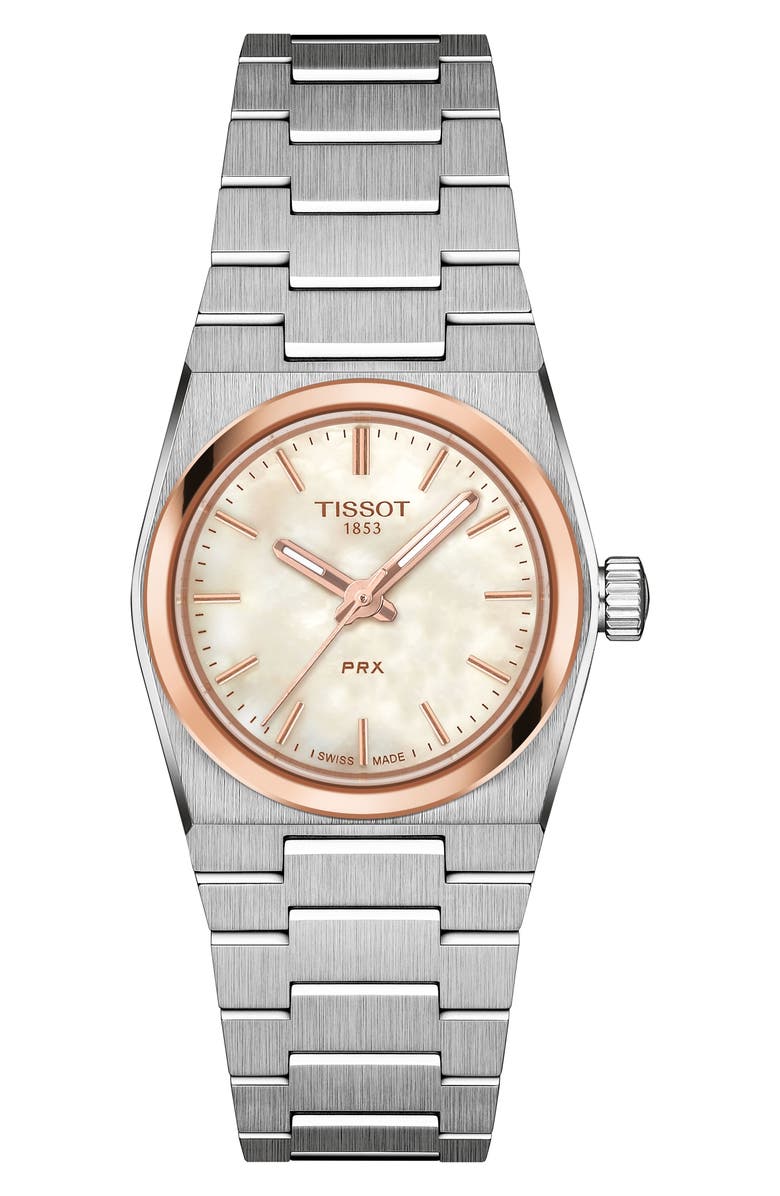 Tissot PRX Bracelet Watch, 25mm, Main, color, White/Silver