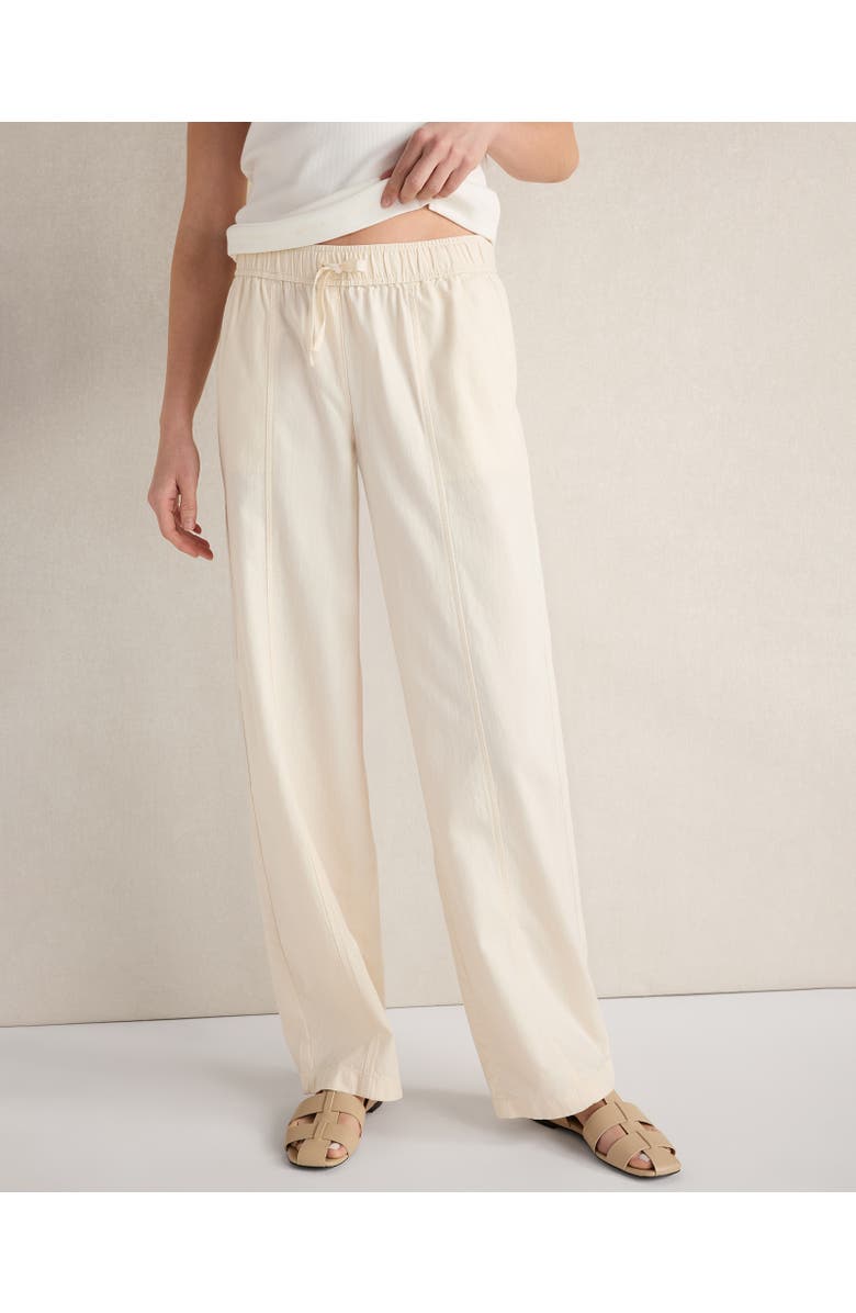 Haven Well Within Cotton Ecru Denim Barrel Leg Pants, Main, color, Ecru