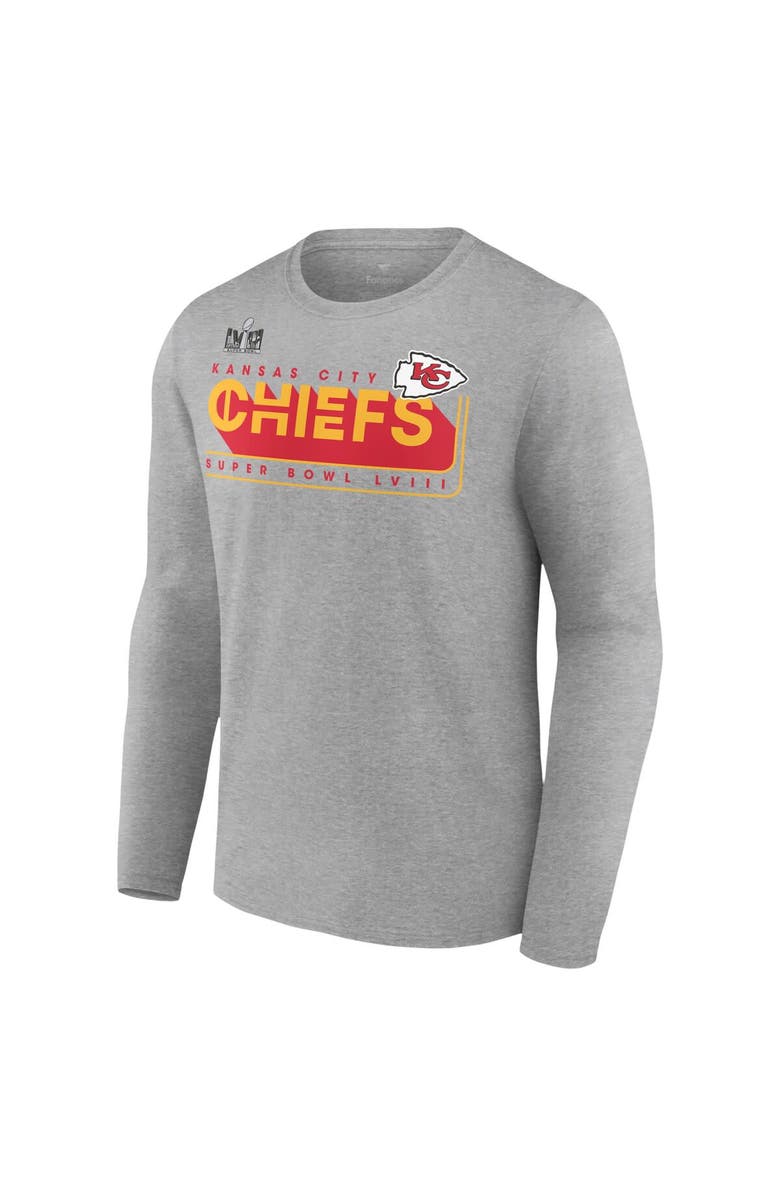FANATICS Men's Fanatics Branded Heather Charcoal Kansas City Chiefs Super Bowl LVIII Roster Long Sleeve T-Shirt, Alternate, color, 