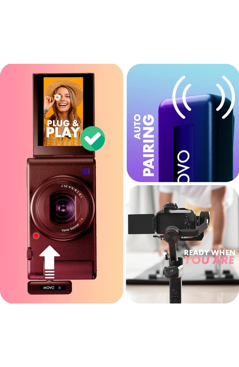 MOVO Wireless Mini Duo 2.4GHz Dual Wireless Lavalier Microphone for DSLR and Mirrorless Cameras, Alternate, color, Black