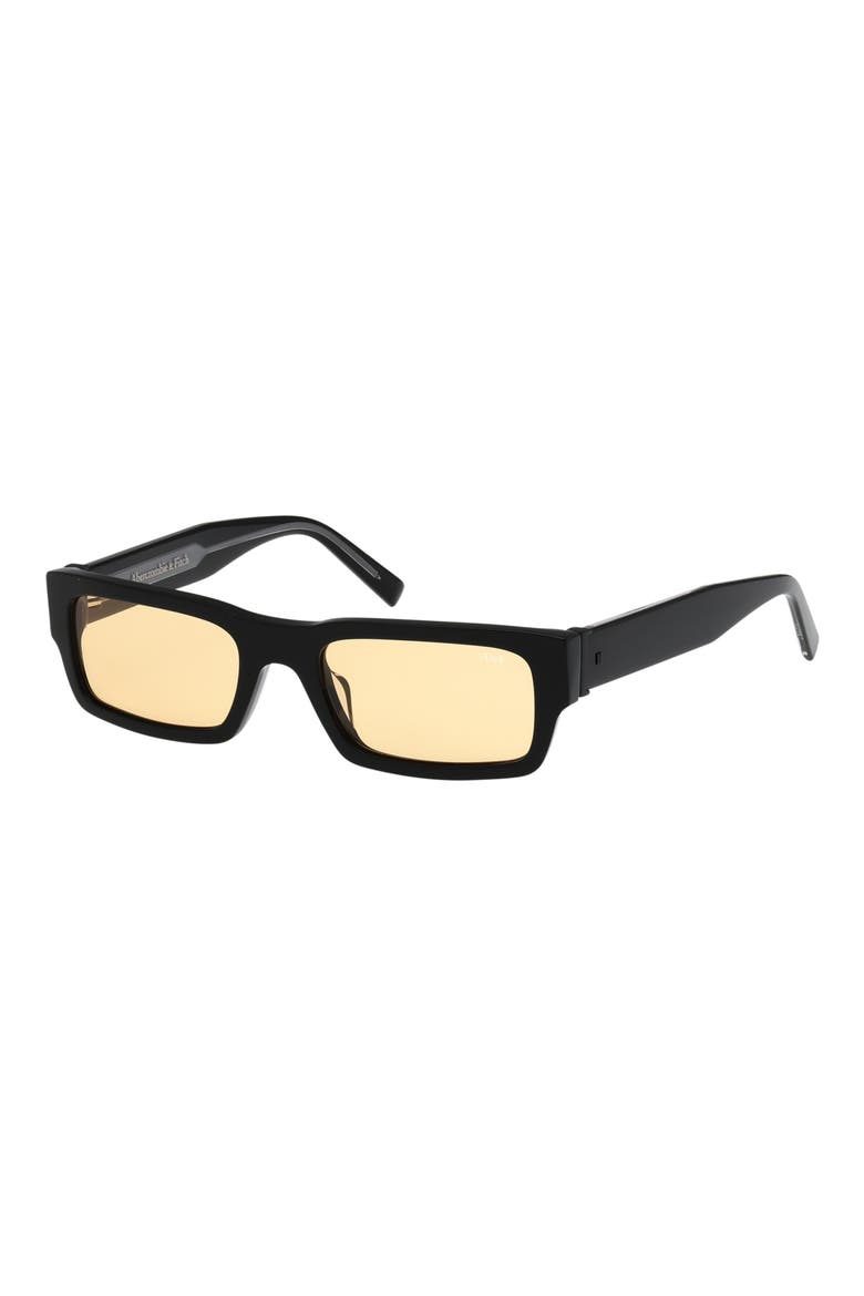 54mm Rectangular Sunglasses, Alternate, color, SHINY BLACK / BROWN
