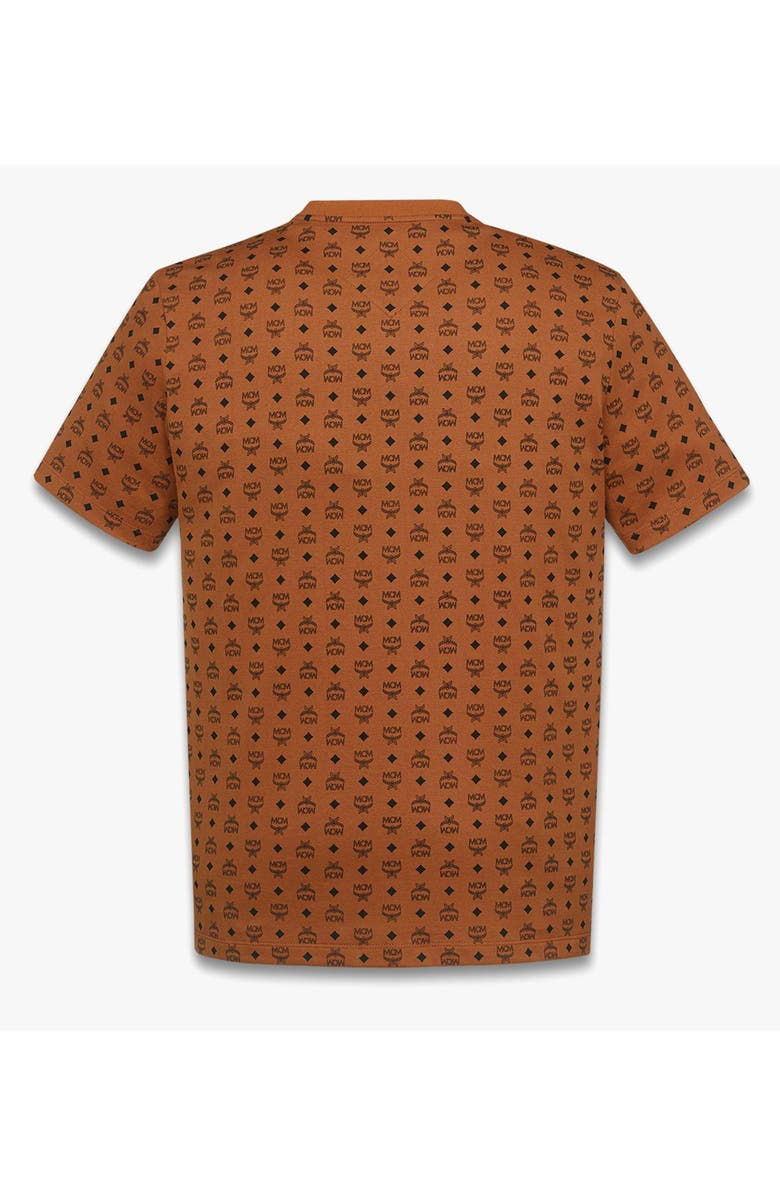 MCM Monogram Print T-Shirt in Organic Cotton, Alternate, color, Cognac