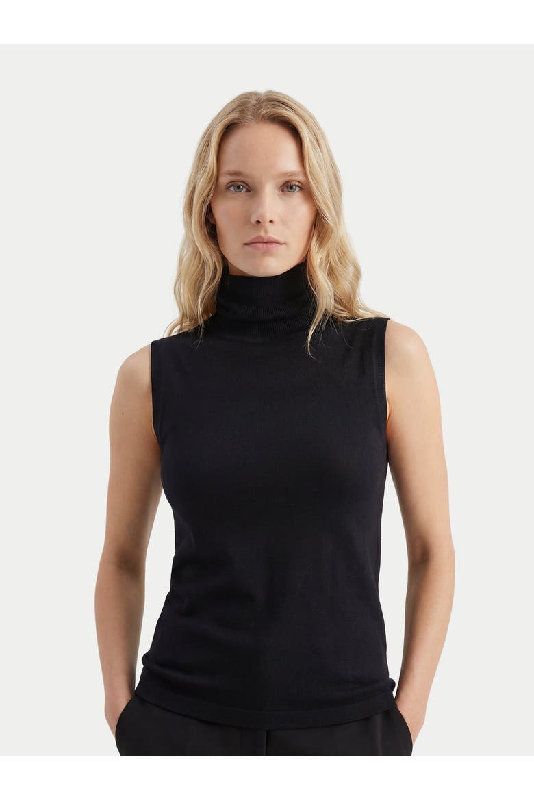 Cashmere Silk High-Neck Top, Alternate, color, black