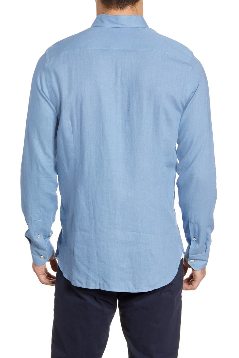 Notip Button-Up Linen Blend Shirt, Alternate, color, NAVY