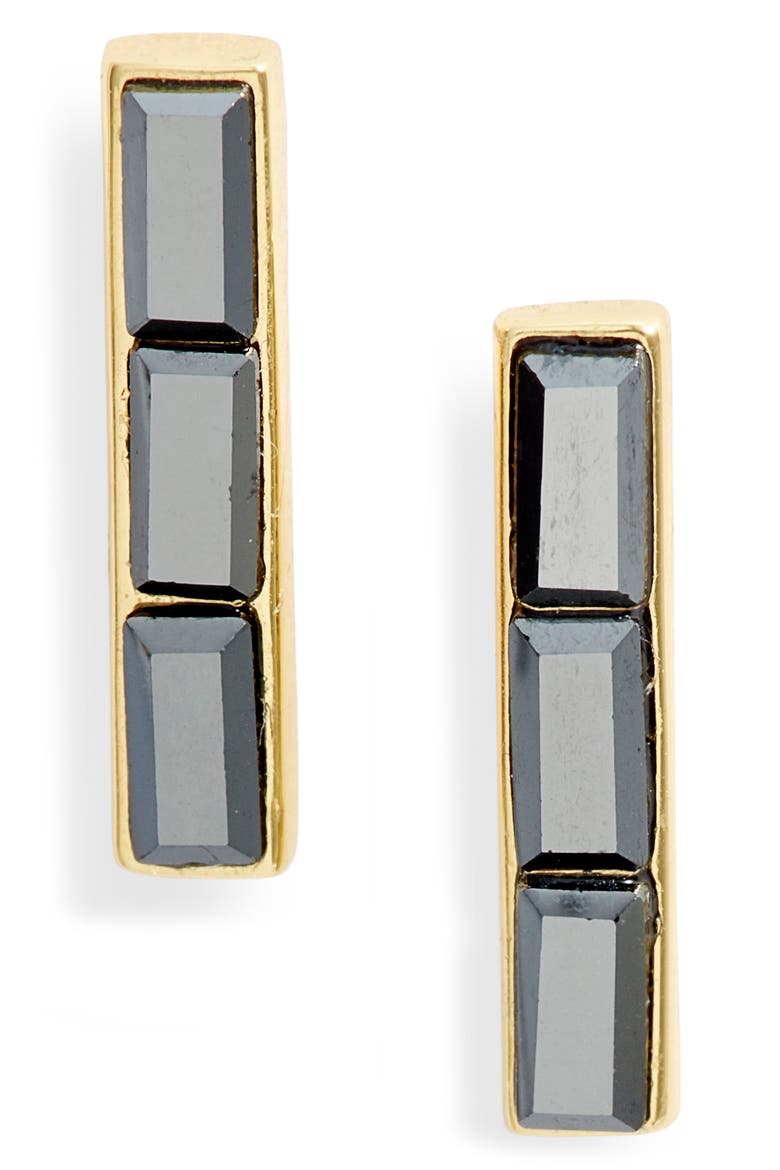 Desi Bar Stud Earrings, Main, color, JET HEMATITE CRYSTAL
