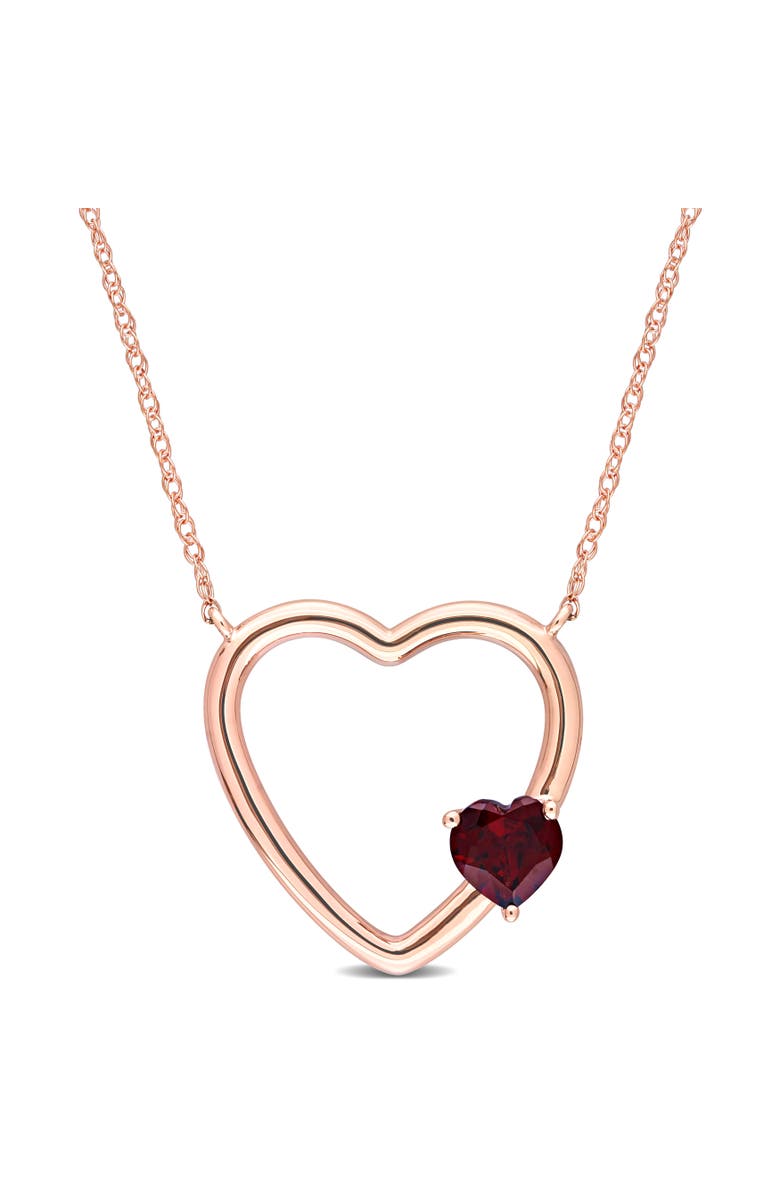 Julianna B. Gemstone Open Heart Necklace 10k, Main, color, Garnet/Rose Gold