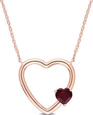 Julianna B. Gemstone Open Heart Necklace 10k