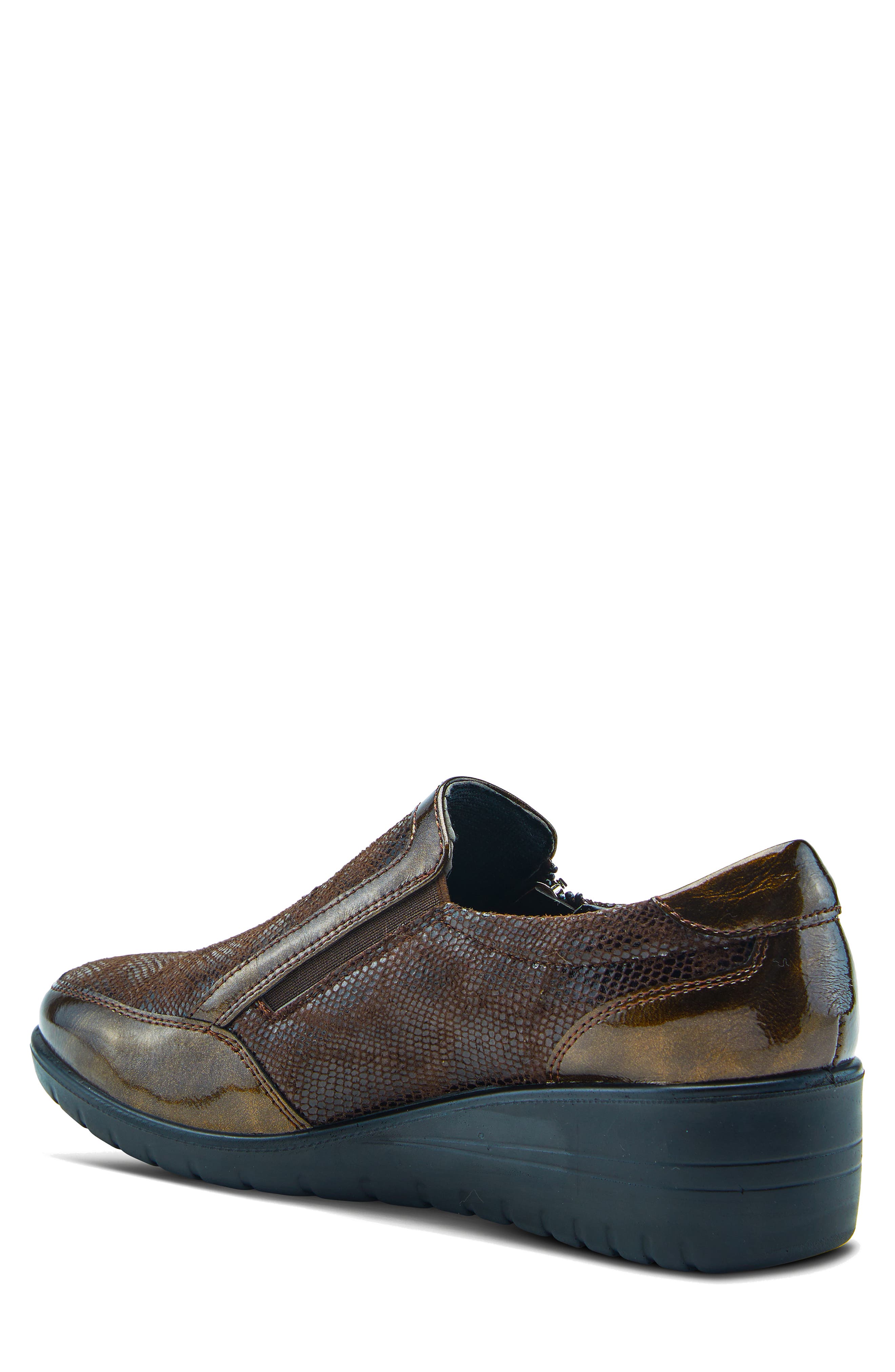 Flexus by Spring Step Concha Wedge Sneaker, Alternate, color, Brown