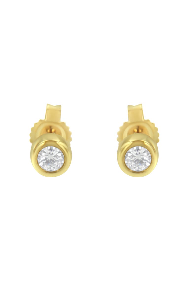 10K Gold 1/7 Ct Round Diamond Bezel- Stud Earrings, Alternate, color, Yellow