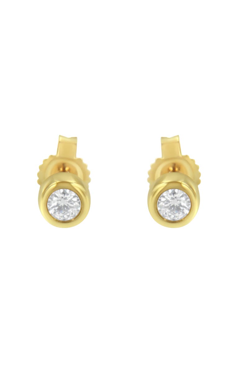 Haus of Brilliance 10K Gold 1/7 Ct Round Diamond Bezel- Stud Earrings, Alternate, color, Yellow