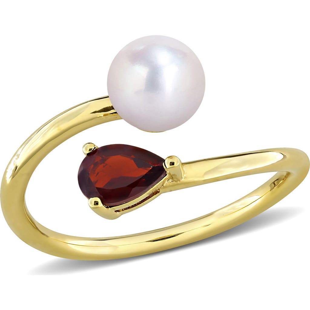 Delmar Cultured Pearl & Semiprecious Stone Crossover Ring In Red