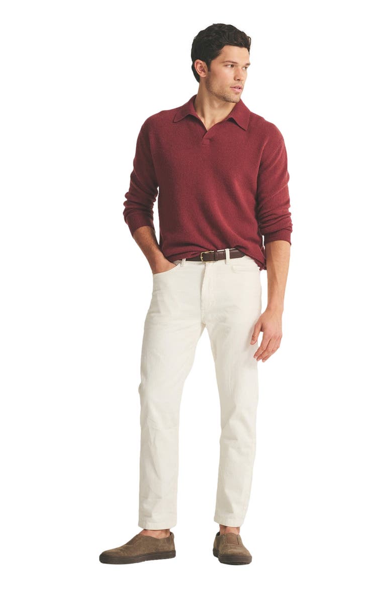 Lightweight Cashmere Relaxed Polo, Alternate, color, Brick Red